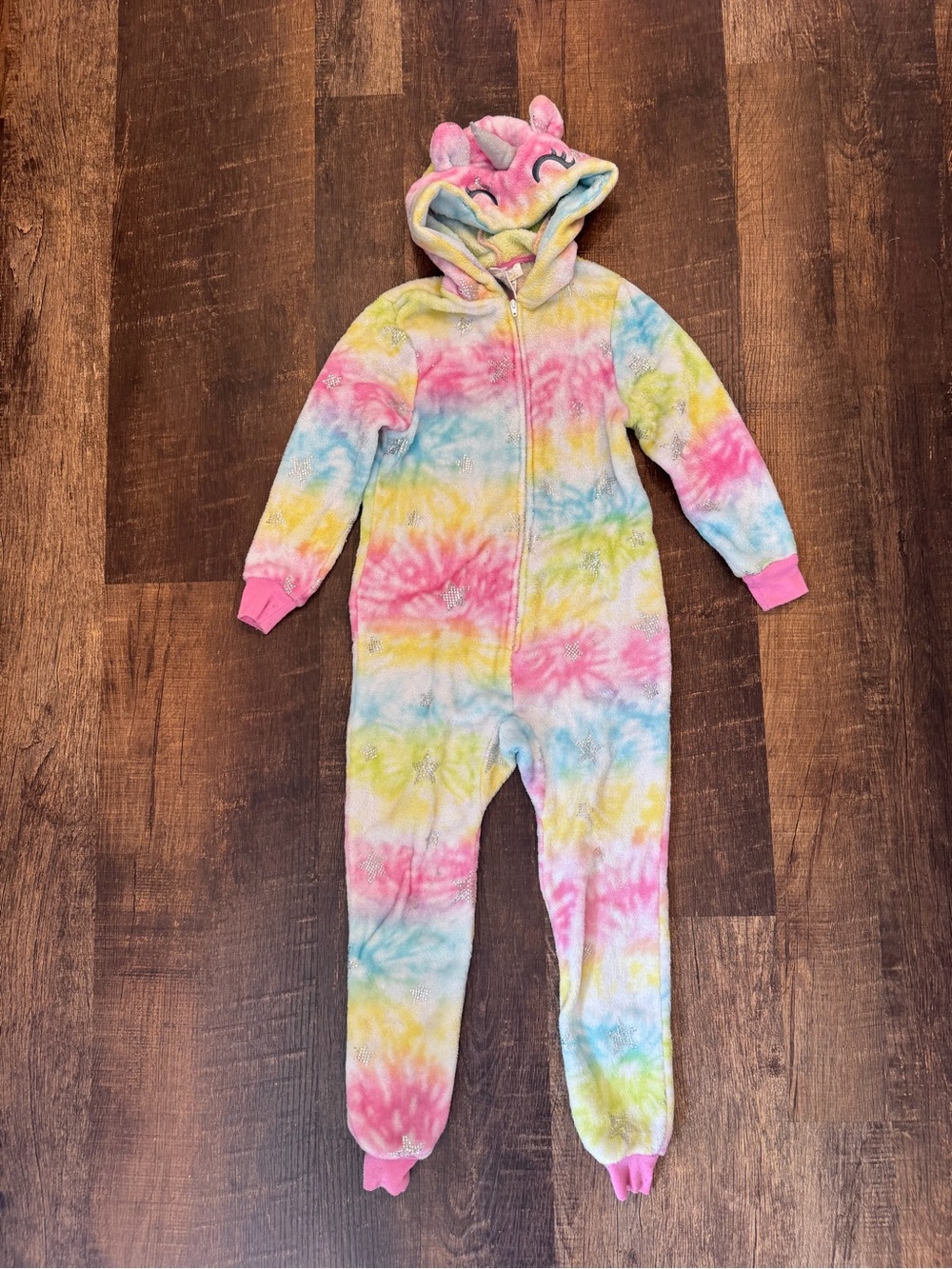 Saint Eve Kids Unicorn Hooded One-Piece Plush Pajamas - Pink Multicolor